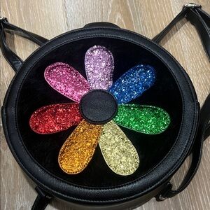 dELiA*s Black Backpack with Multicolor Glitter Flower